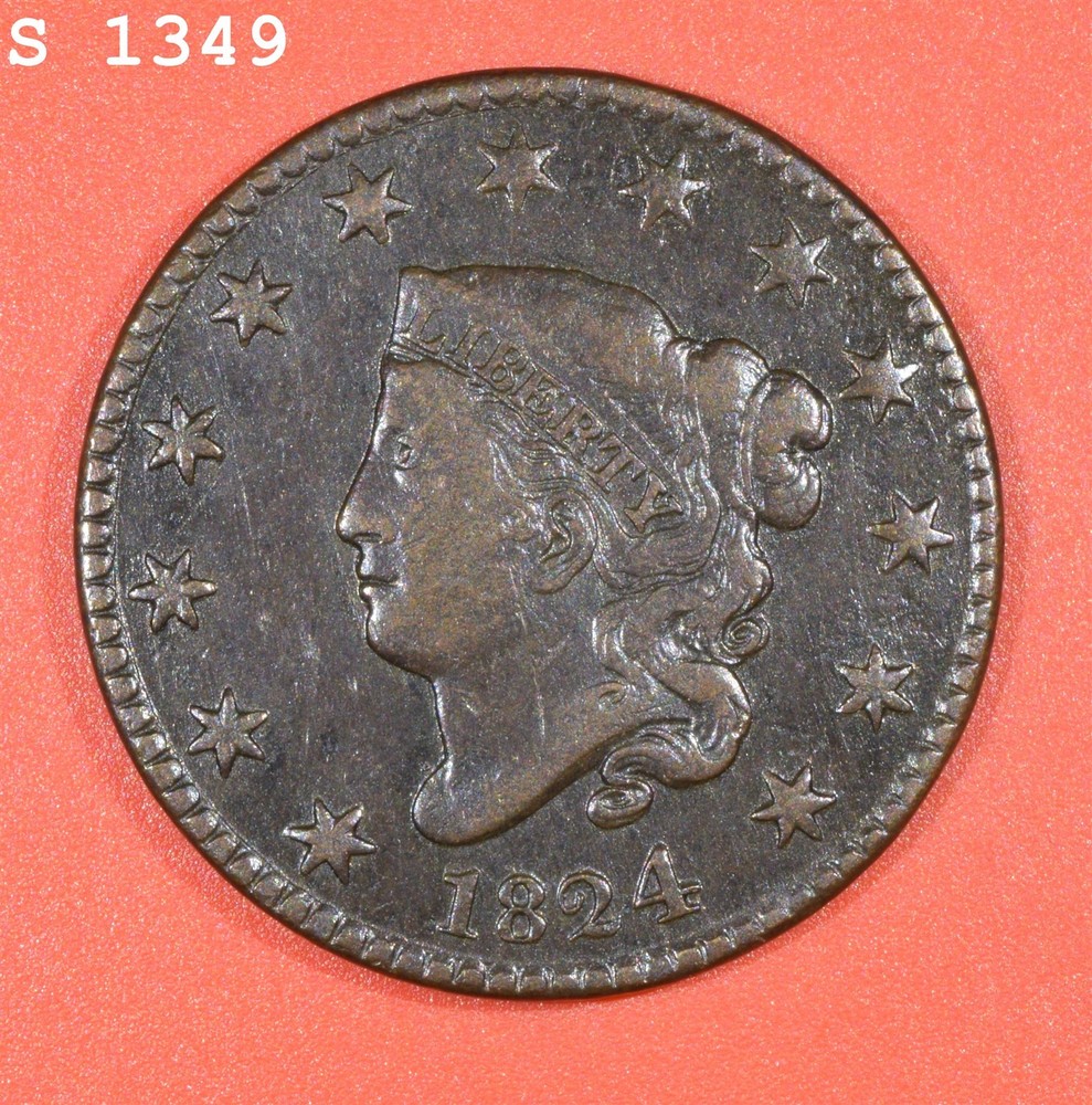 1824 Coronet Head Large Cent "VF+"