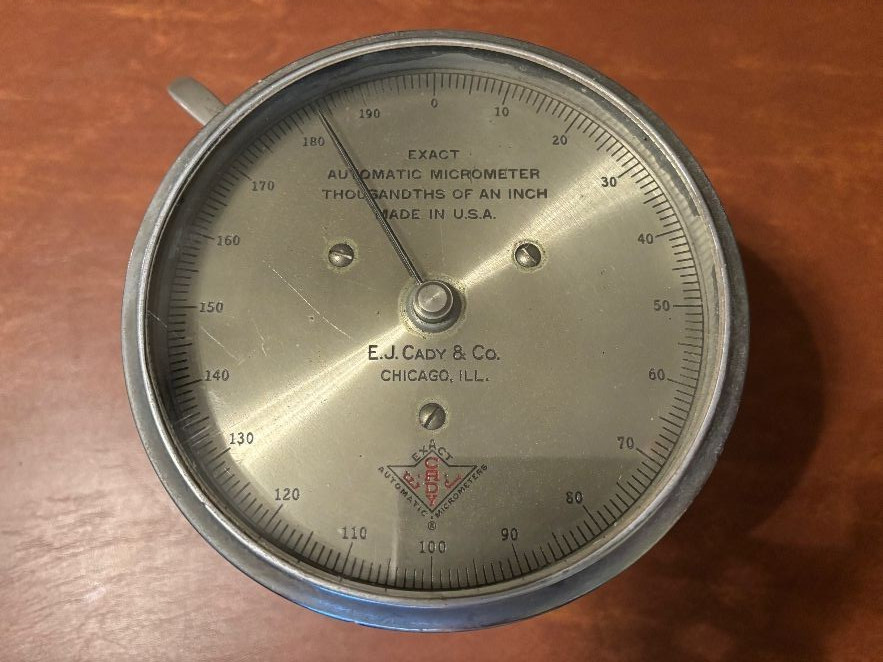 Vtg E.J. Cady Exact Automatic Micrometer measures in Thousandths of an Inch