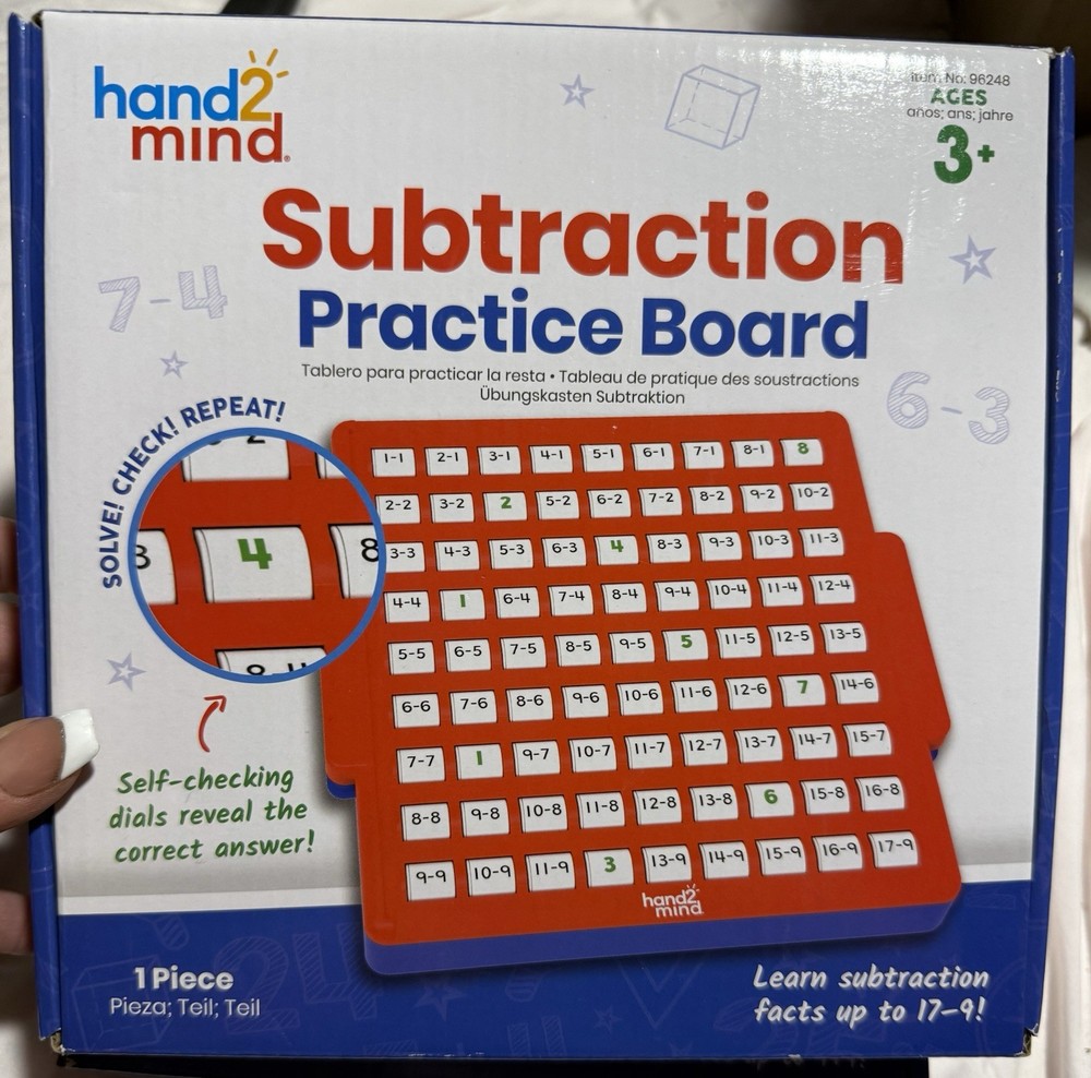 Pre K Hand2mind Subtraction Practice Board, Math Facts, educational Game.