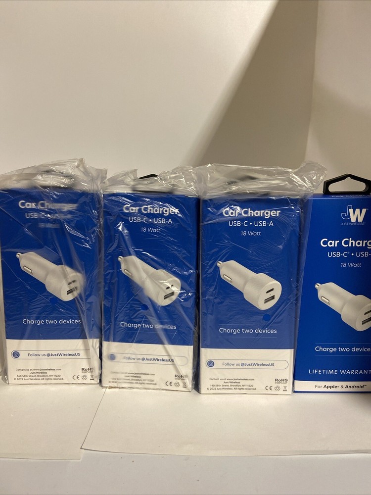 (4)Just Wireless Car Charger USB A Charge Two Devices for Apple & Android New!!!