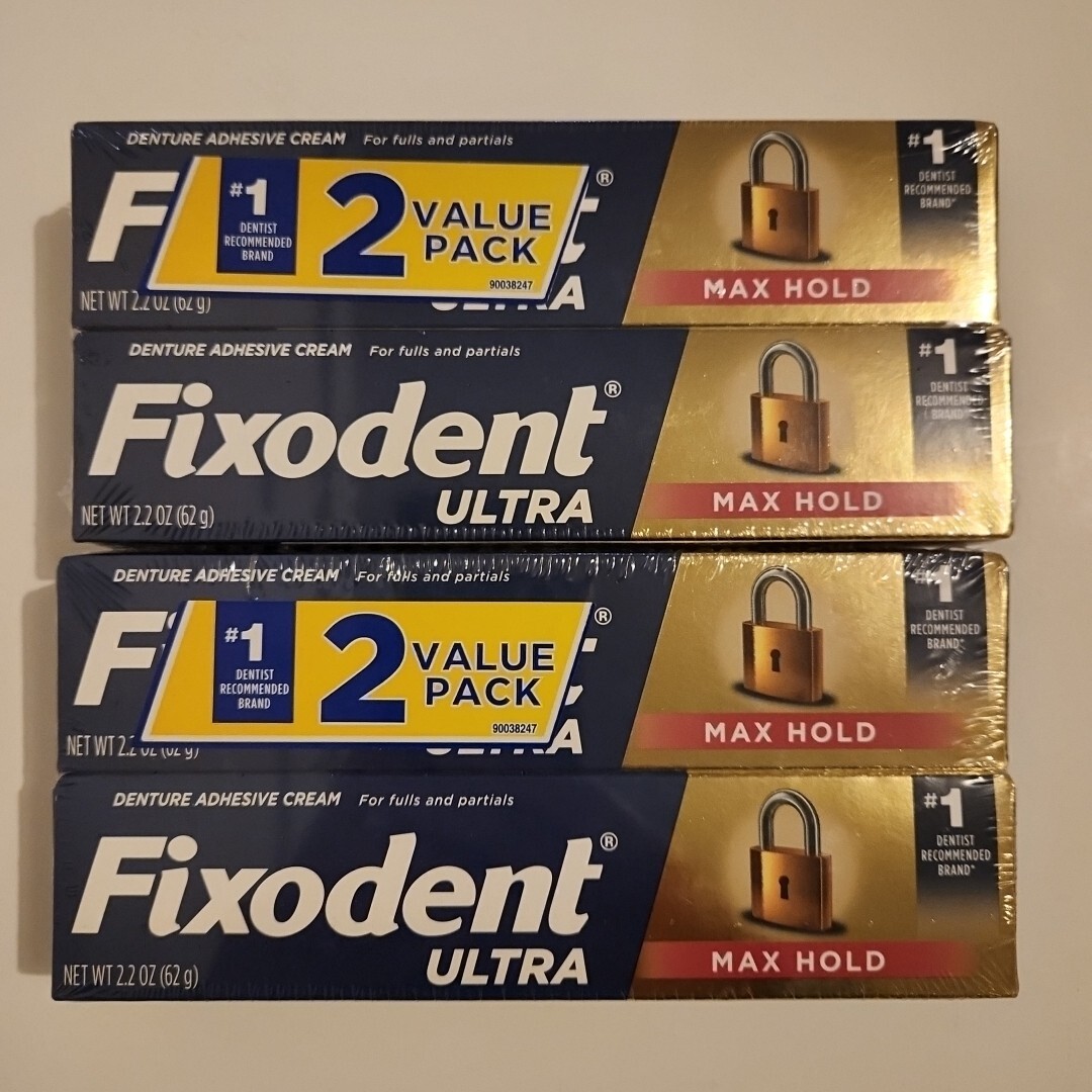Fixodent Ultra Max Hold Secure Denture Adhesive 2.2oz Twin Pack X2