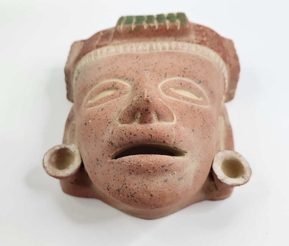 Vintage Mexican Mask Terra Cotta Red Clay Tribal Mask Wall Decor Mexico