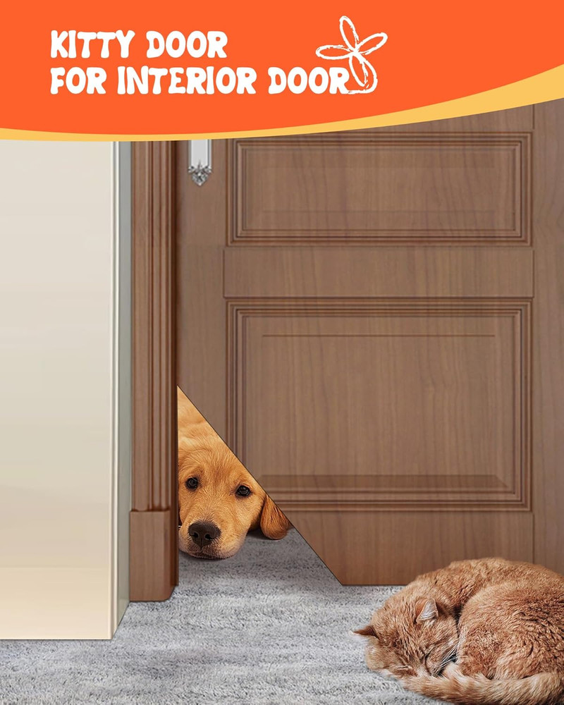 Cat Door Corner Thin Hinges Left Right Doors Interior Exterior Provides a Safe
