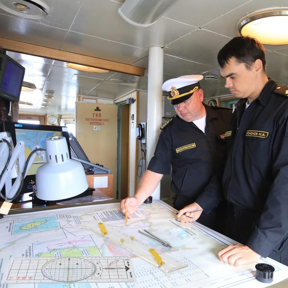 3 Pc Marine Navigation Set, Parallel Split Ruler, Nautical Protractor Brass Arms