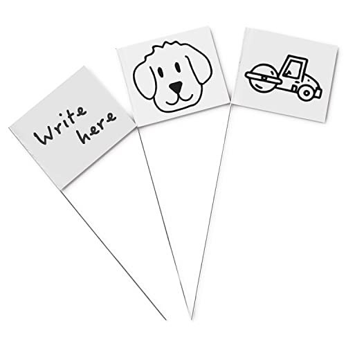 100Pack Marking Flags, Writable/15x4x5 Inch, Yard Flags for 100 Pack White