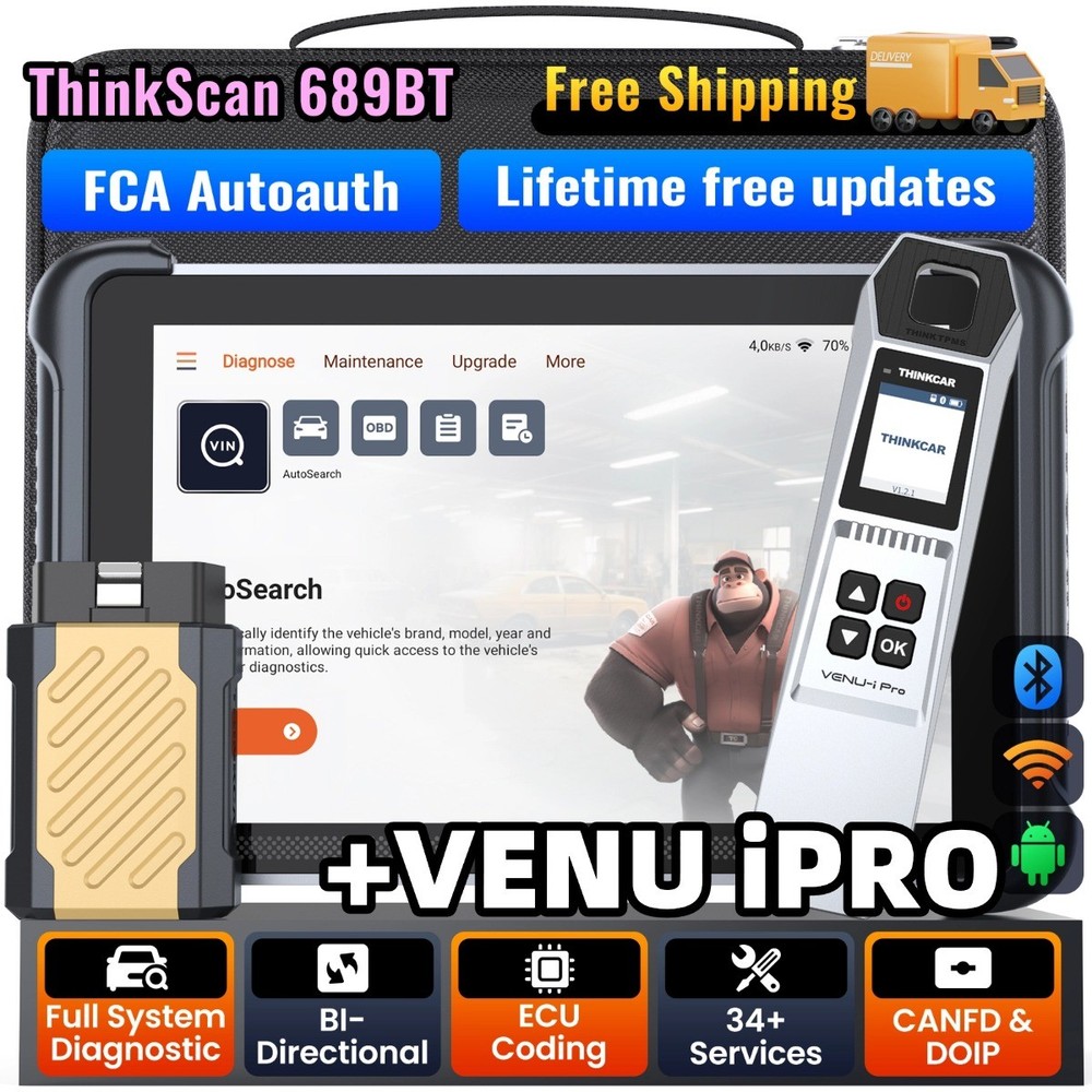 Thinkscan 689BT All System OBD2 Diagnostic Auto VIN Bidirectional+VENU iPRO TPMS