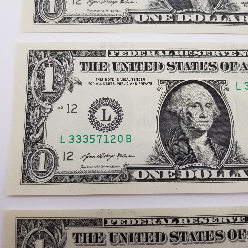 Misaligned Miscut Dollar Bill Sequential (Lot) Consecutive $1 US Series 2021 L