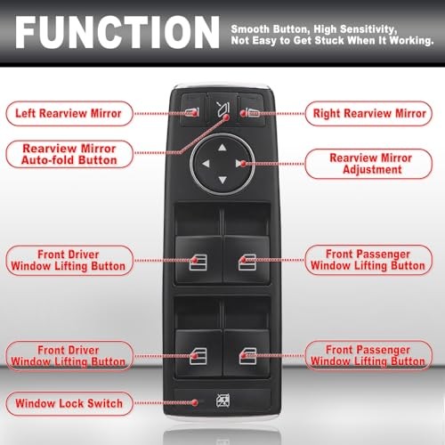 Master Power Window Switch Button Front Driver Side Compatible with 2008–2017