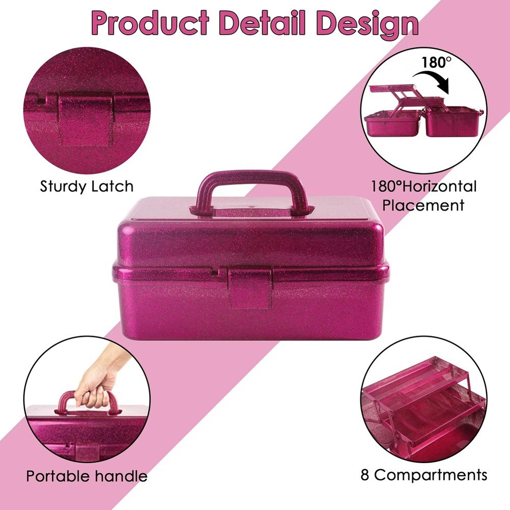 Glitter & Craft Tool Storage Box,3-Layer Stackable Carry Tackle Box Sewing6946