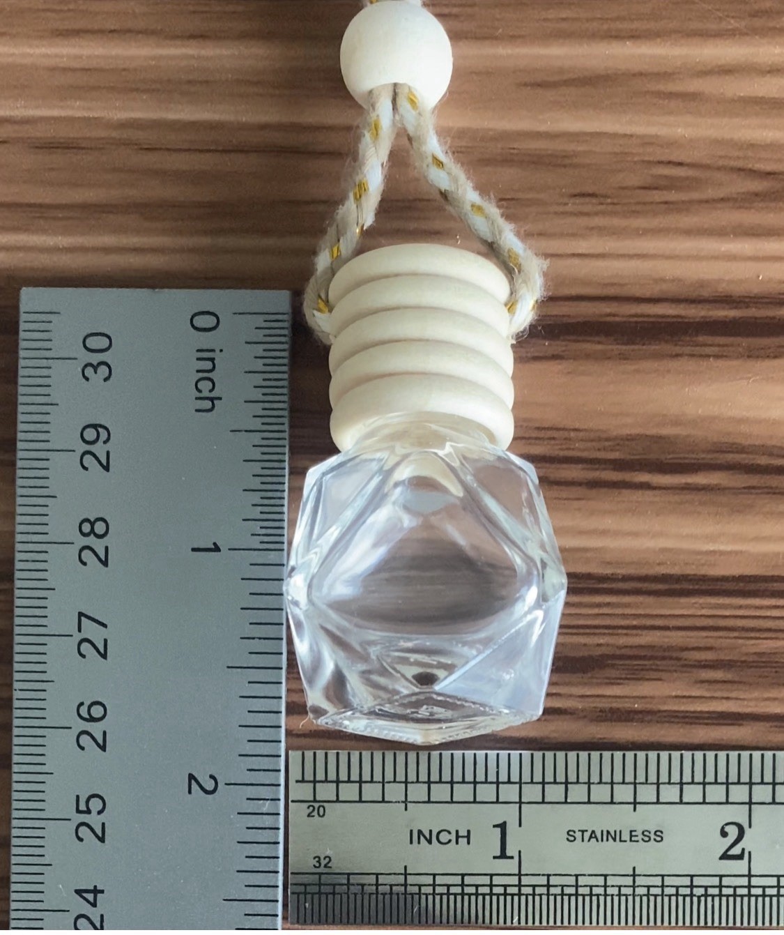XL Glass Geometric Bottle With Screw-Top Lid and Rope for Hanging
