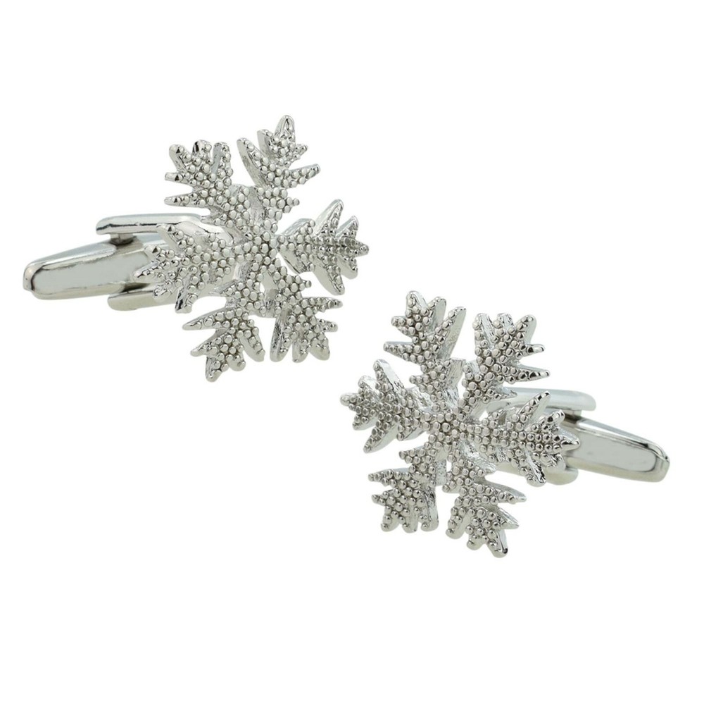 Silver Coloured Snowflake Cufflinks Presented in a Cufflink Box X2PSN232