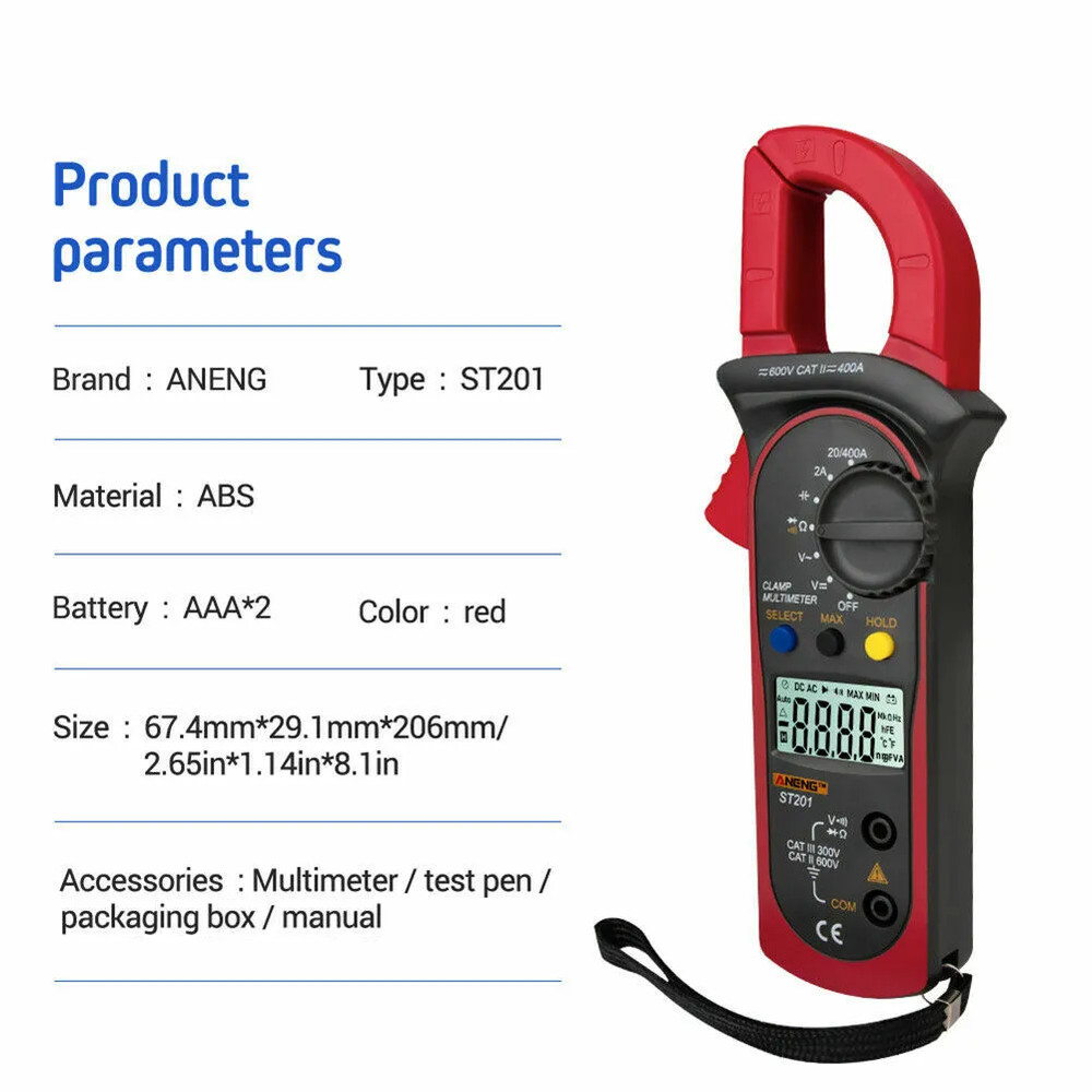 Digital Multimeter Tester AC DC Volt Ohm Amp Clamp Meter Auto Range Handheld T