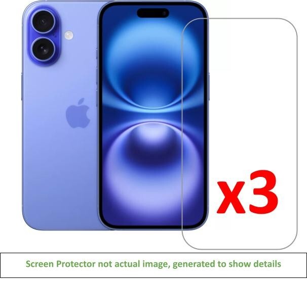 3x iPhone 16 Screen Protector w/ cloth