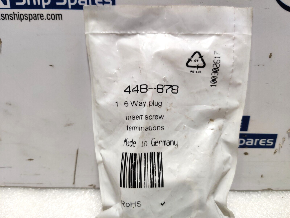 RS Components 448-878 6 Way Plug Insert Termination
