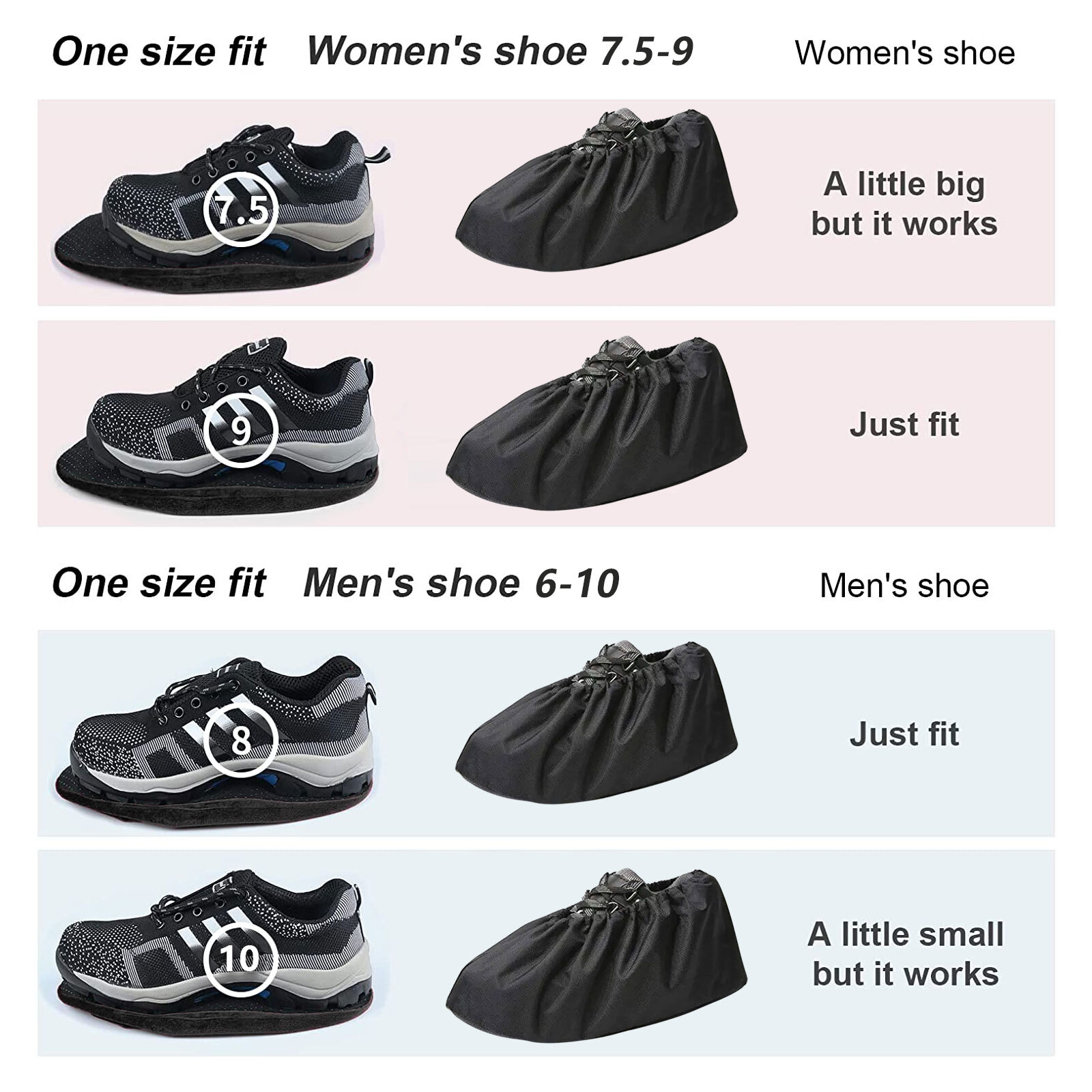 2 Pairs Waterproof Shoe Covers Washable Reusable Non Slip Sole Overshoes Booties