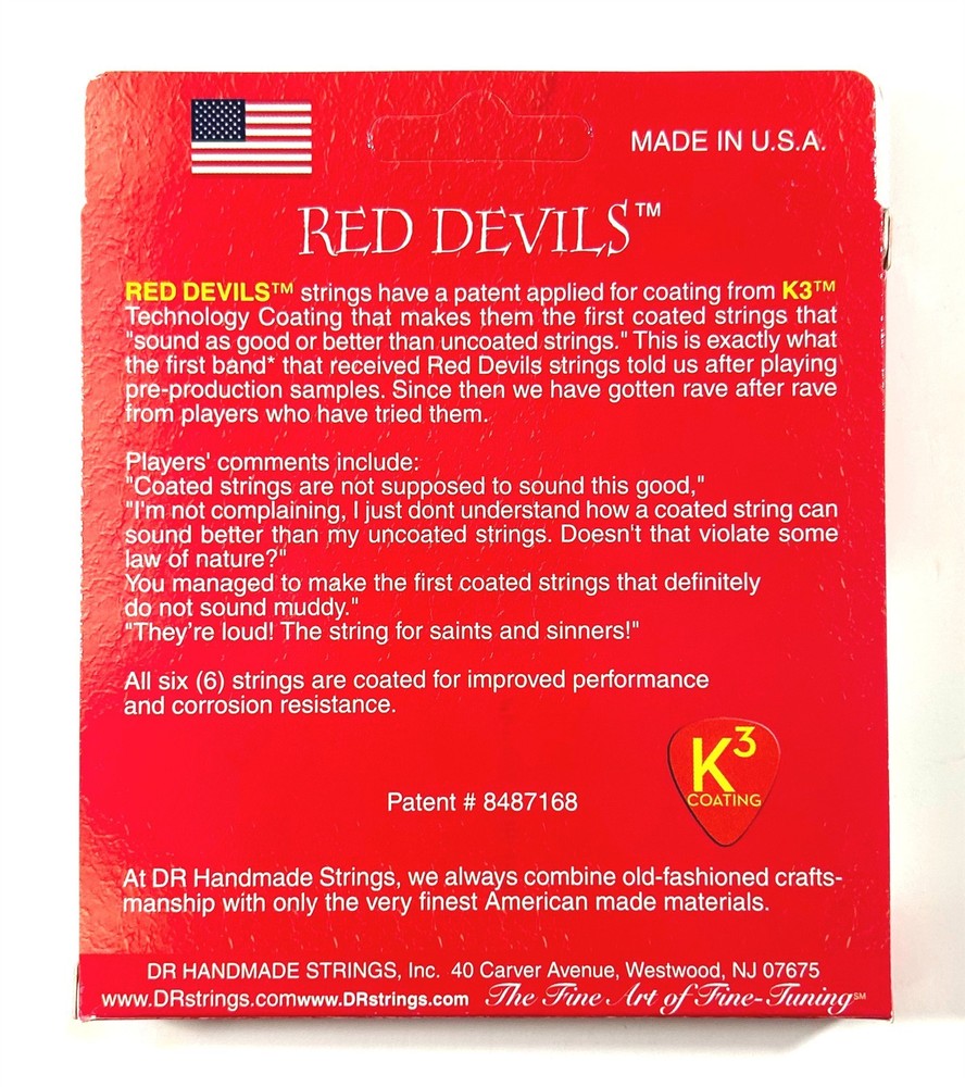 DR Guitar Strings Electric 3 Sets Red Devils K3 High Performance Coated 10-52