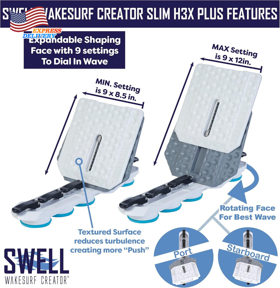 Slim H3X plus Wake Shaper Extendable Length Rotating with Hydrodynamic Texture