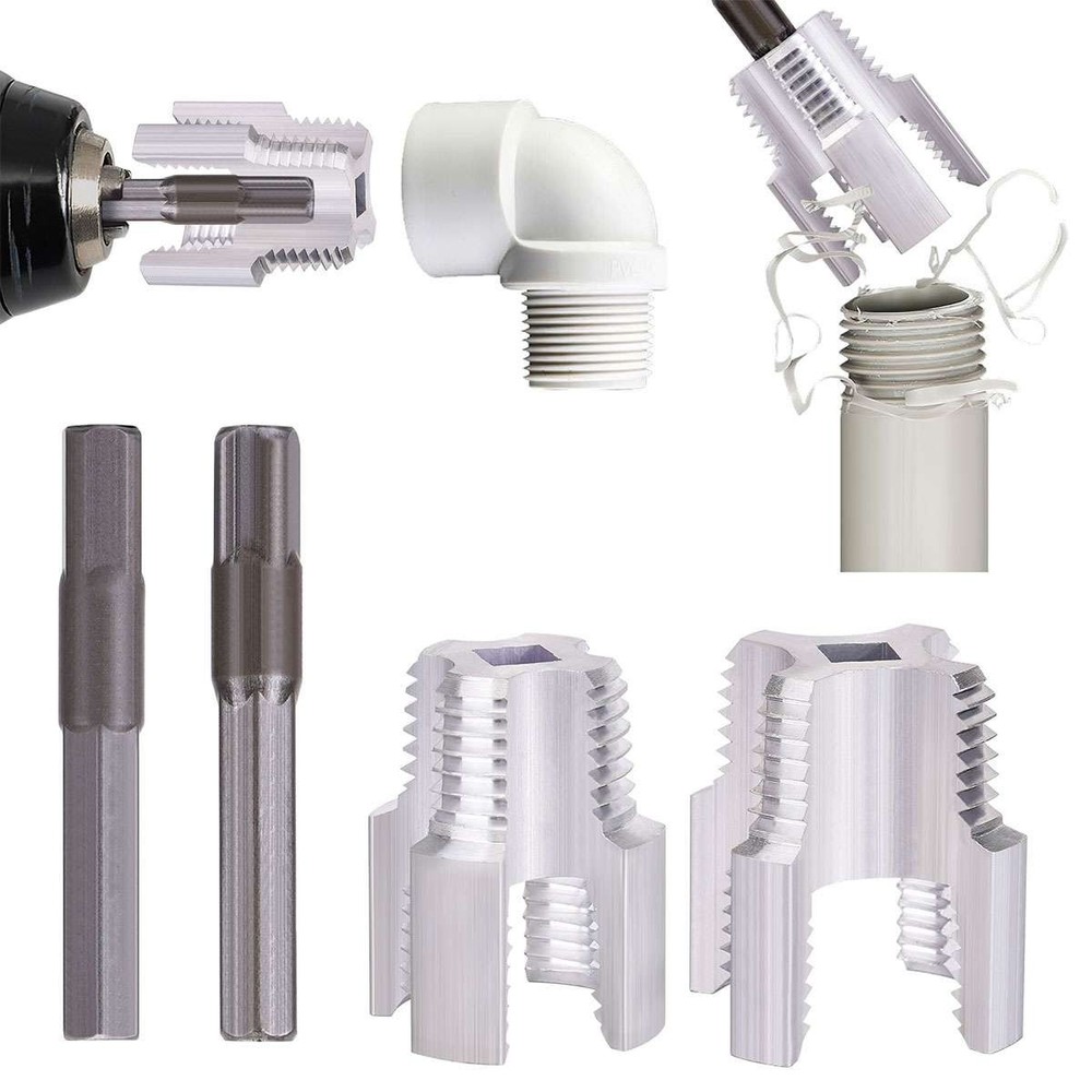 2Pcs 1/2''&3/4'' Water Pipe Integrated Internal & External Pipe Threading Tool