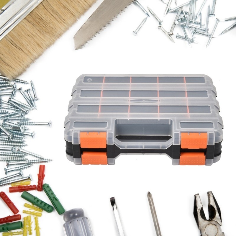 Tool Part Container Bin Double Side Tools Box for Garage Workshop Storage