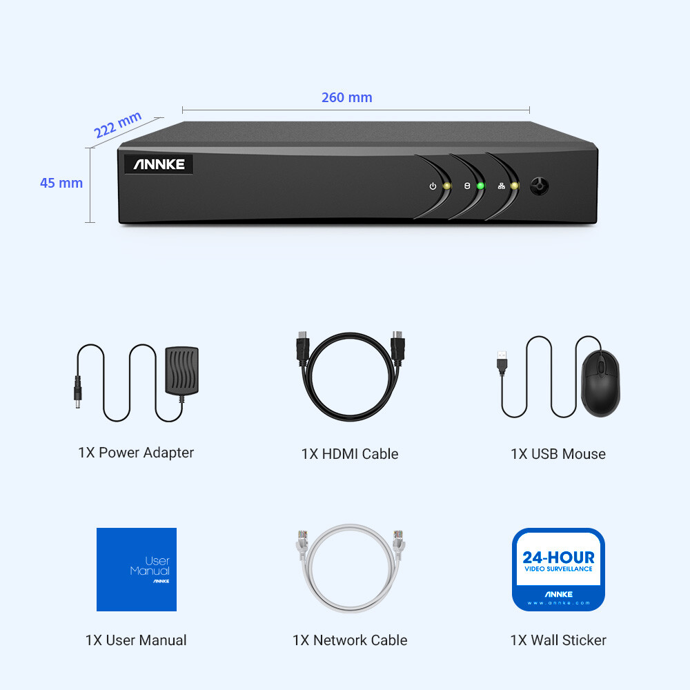 ANNKE 8CH 3K Lite H.265+ DVR Recorder For Surveillance Security Camera System