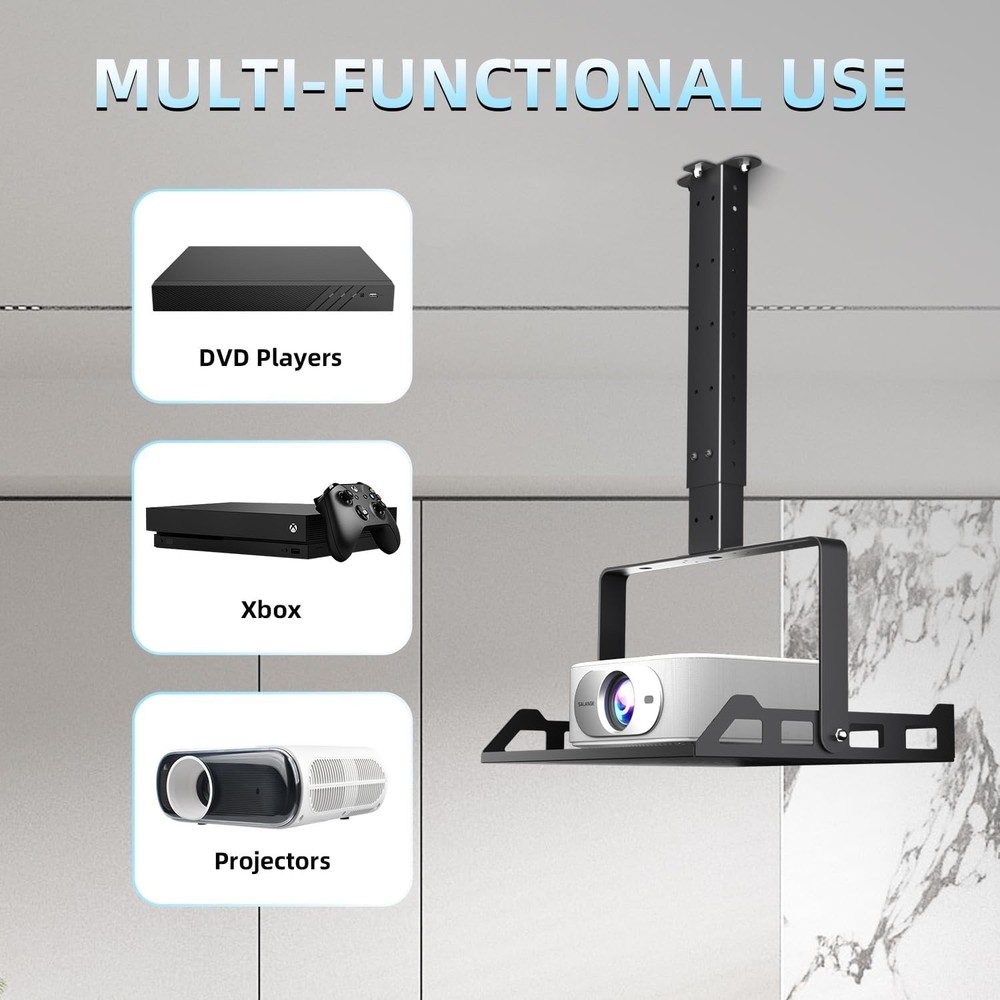 Salange 3-in-1 Projector Mount, Adjustable Height Ceiling/Wall Mount with Tray,