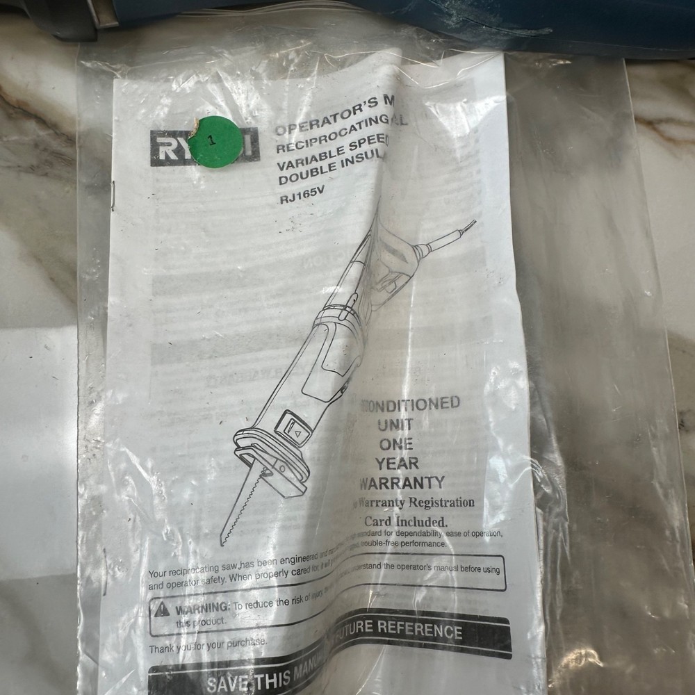 RYOBI Corded Variable Speed Reciprocating Saw RJ165V + Soft Case Reconditioned