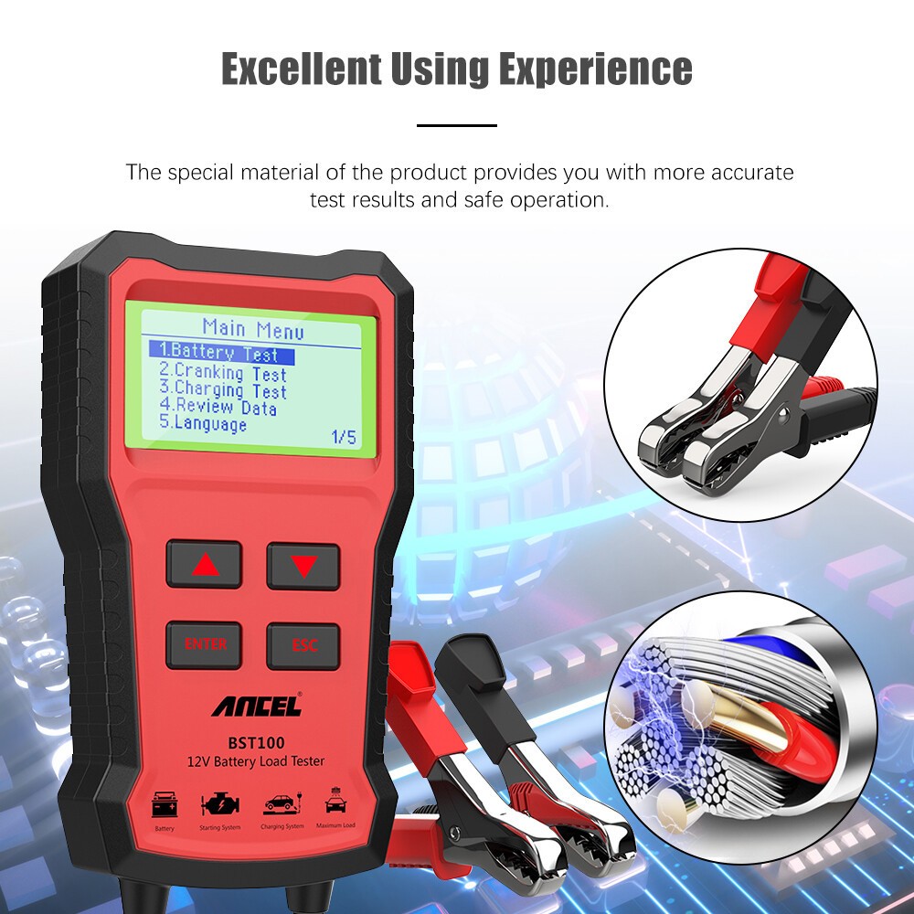 ANCEL BST100 12V Auto Battery Load Tester Analyzer Cranking Charging Test Tool