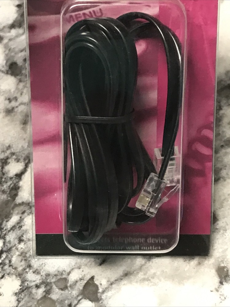 7 ft Modular Telephone Cord Black