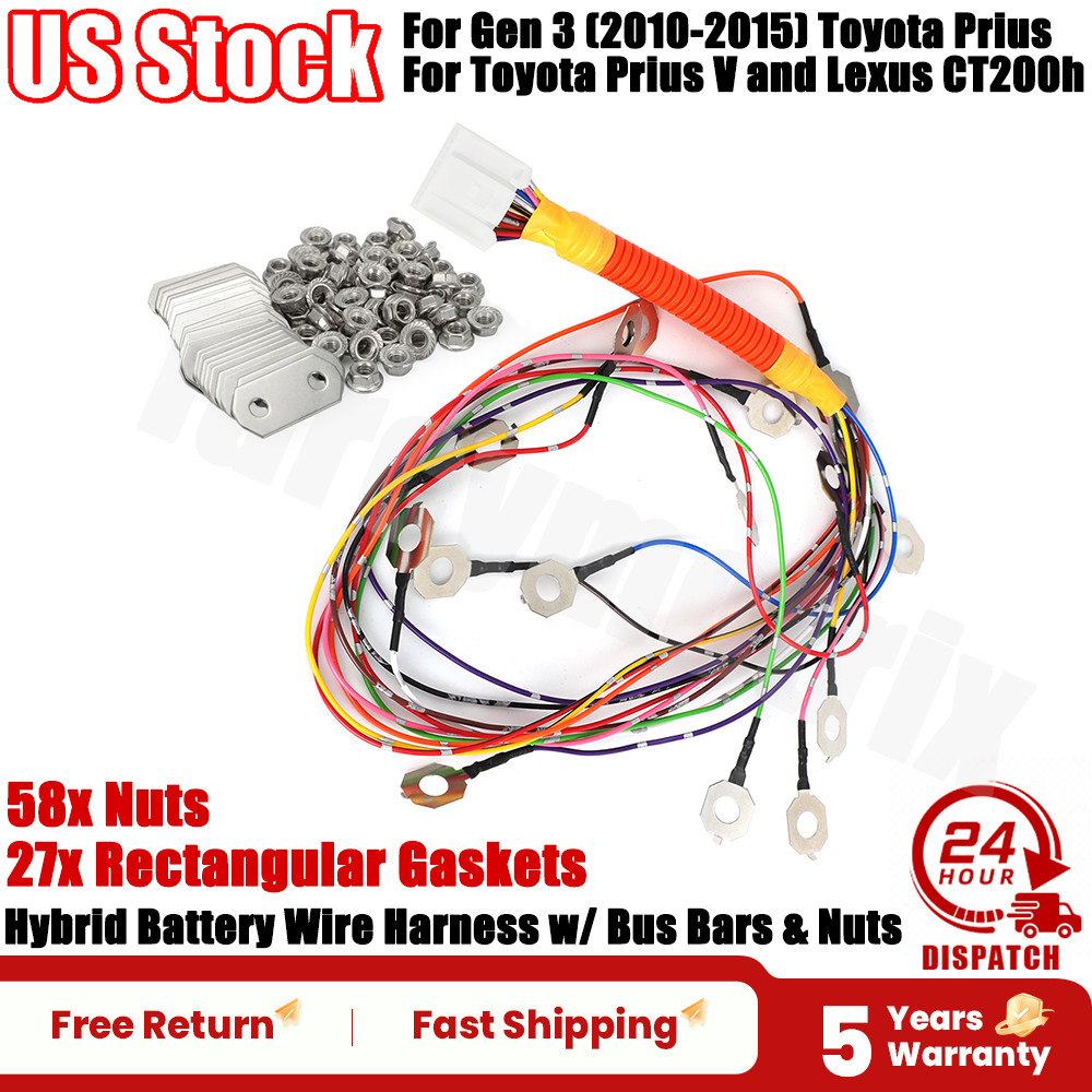 Hybrid Battery Wire Harness For Gen 3 2010-15 Toyota Prius Lexus CT200h W/ Nuts