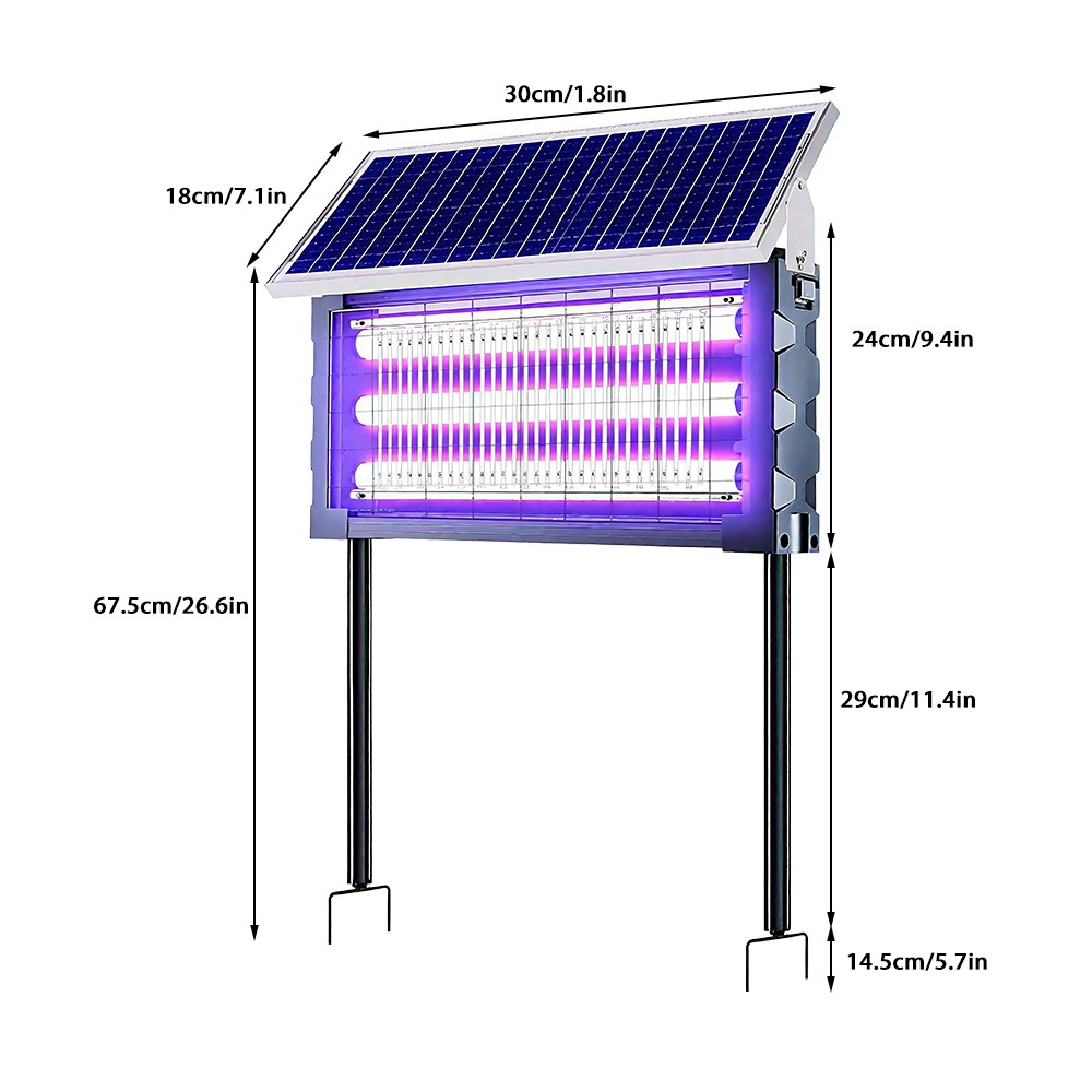 Solar Bug Zapper Outdoor Mosquito Zapper 4500V Waterproof Rechargeable Fly Zappe