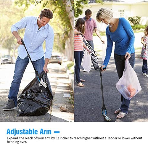 Foldable Trash Pick Up Stick Reaching Tool Extra Long Grabbers with Light, 32"