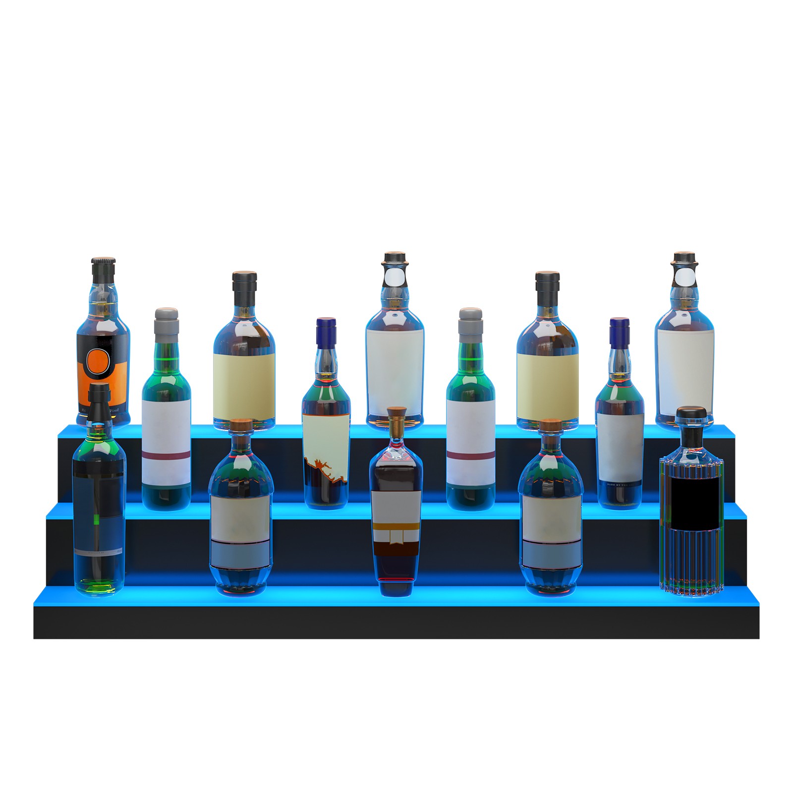 Uimoso LED Lighted Liquor Bottle Display Bar Shelf RF & App Control 40" 3-Step