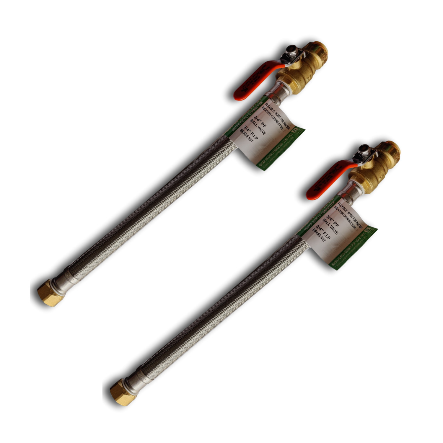 2 Pack. XFITTING 3/4" Push Fit Valve Flexible Water Heater Hose, 3/4 FIP 18 Inch