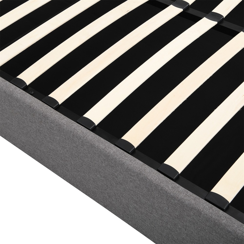 Full Size Upholstered Platform Bed Frame w/ Hydraulic Storage System Gray New