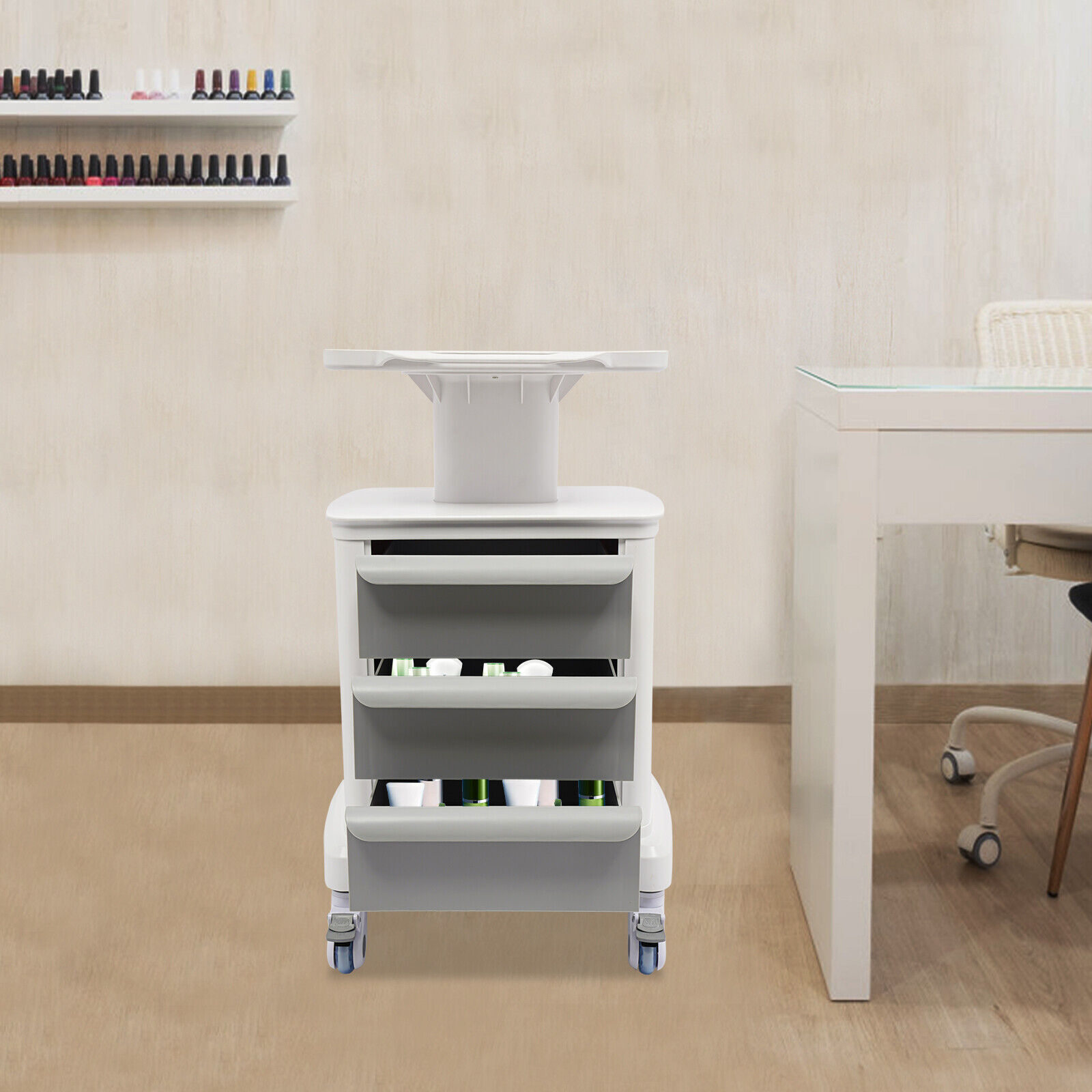 Dental Medical Mobile Cart Instrument Trolley 3 Drawers with Power Socket