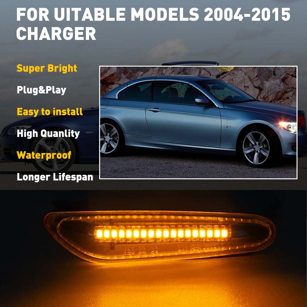SMD LED Front Fender Side Marker Lights Assembly For BMW E90 E82 E92 E46 E83 E60