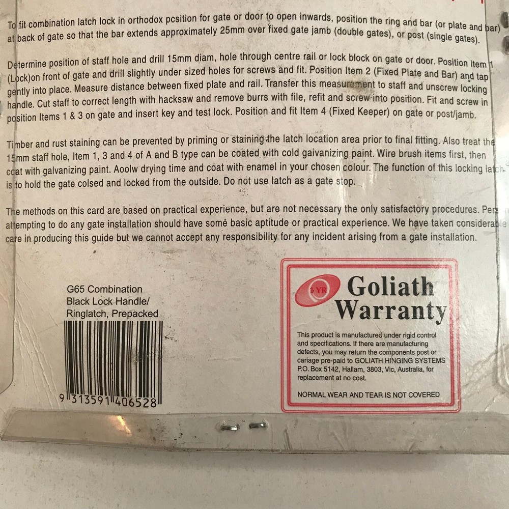 Goliath Hinging Systems Combination Locking Latch ( New In Pack )