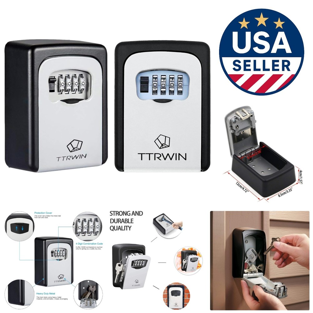 Large Capacity 2 Pack Key Lock Box - Resettable 4-Digit Safe for Home & Office
