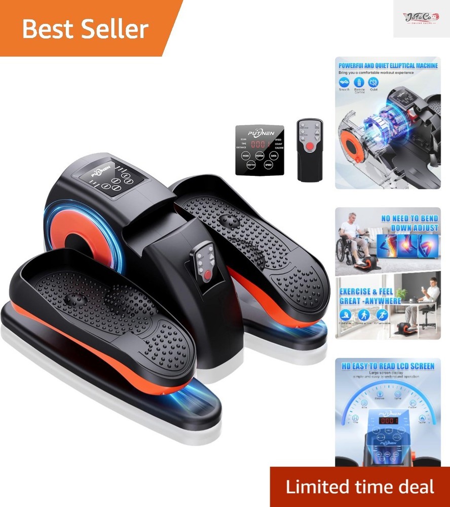 Compact Under Desk Elliptical Machine - 2 in 1 Workouts with Manual & Auto Modes