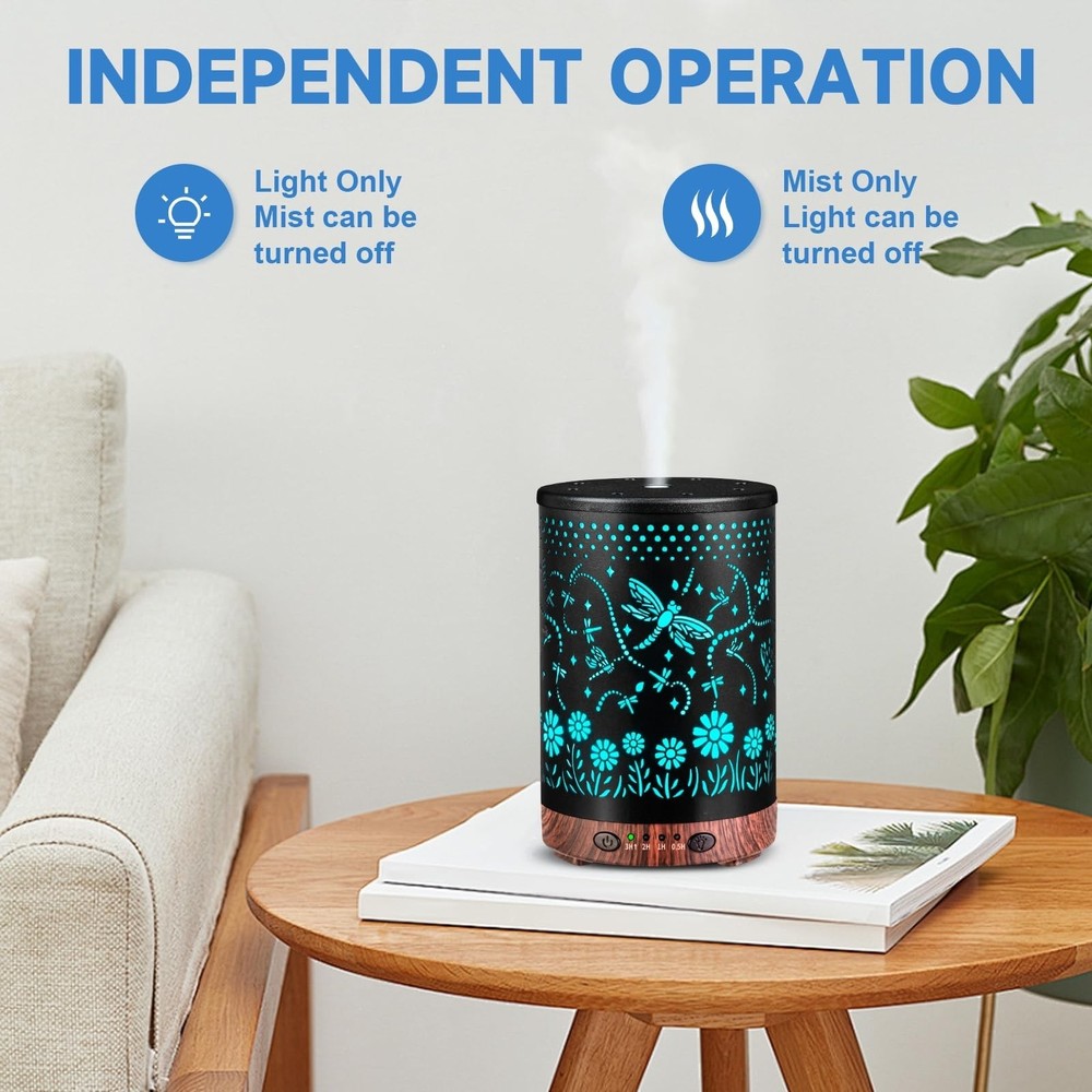 Essential Oil Diffuser 120ML Metal Aromatherapy Diffuser with Timer, Cool Mis...