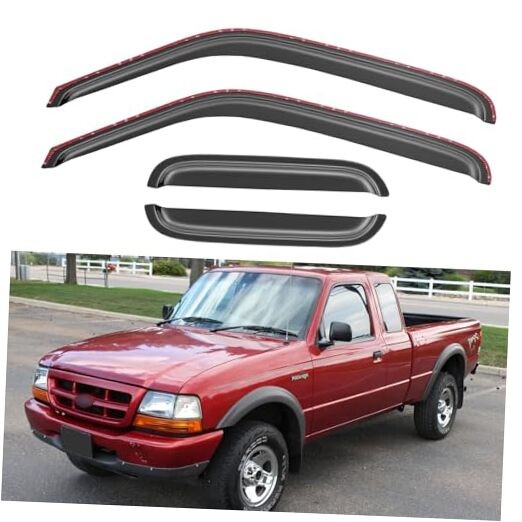 in-Channel Window Visors Rain 1993-1998 Ford Ranger SuperCab / Extended Cab