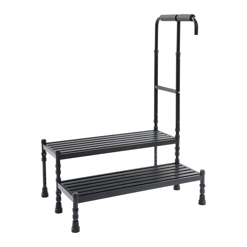 2-Step Stool with Adjustable Handle, Sturdy Metal Design for Safe Use