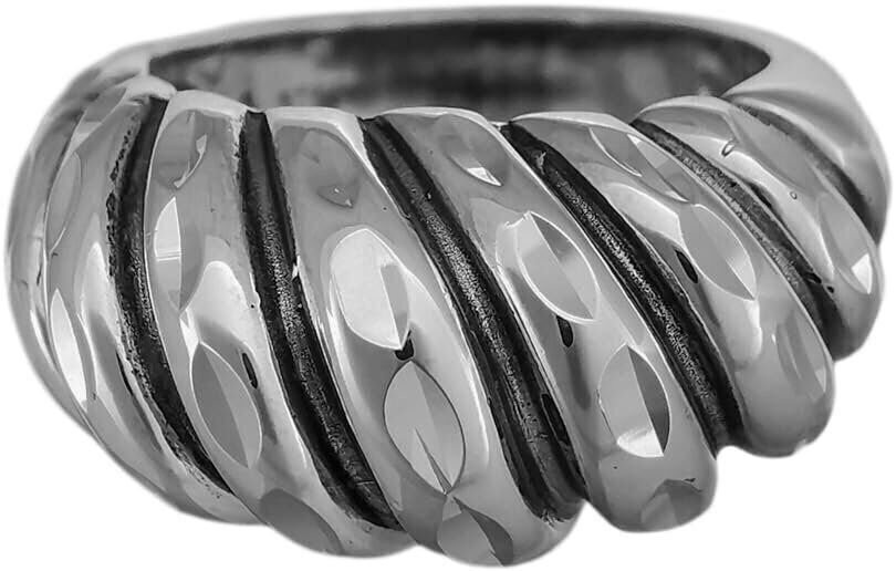 Size 4.5 - Diamond Cut Grooved Dome Ring