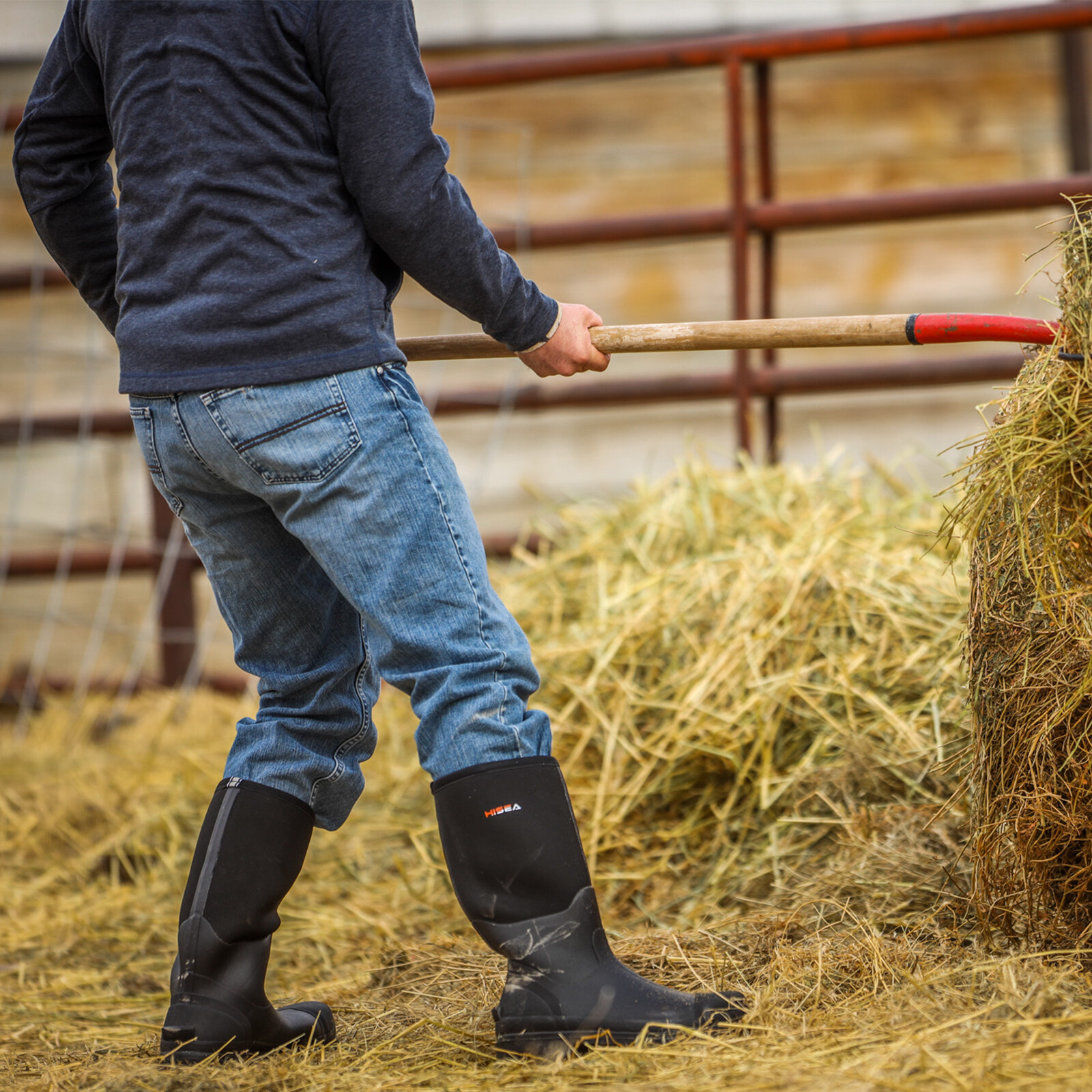 HISEA Men's Rain & Snow Boots Neoprene Rubber Insulated Muck Chore Working Boots