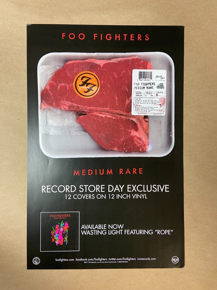 2011 Foo Fighters Medium Rare Promo Poster Record Store Day Exclusive