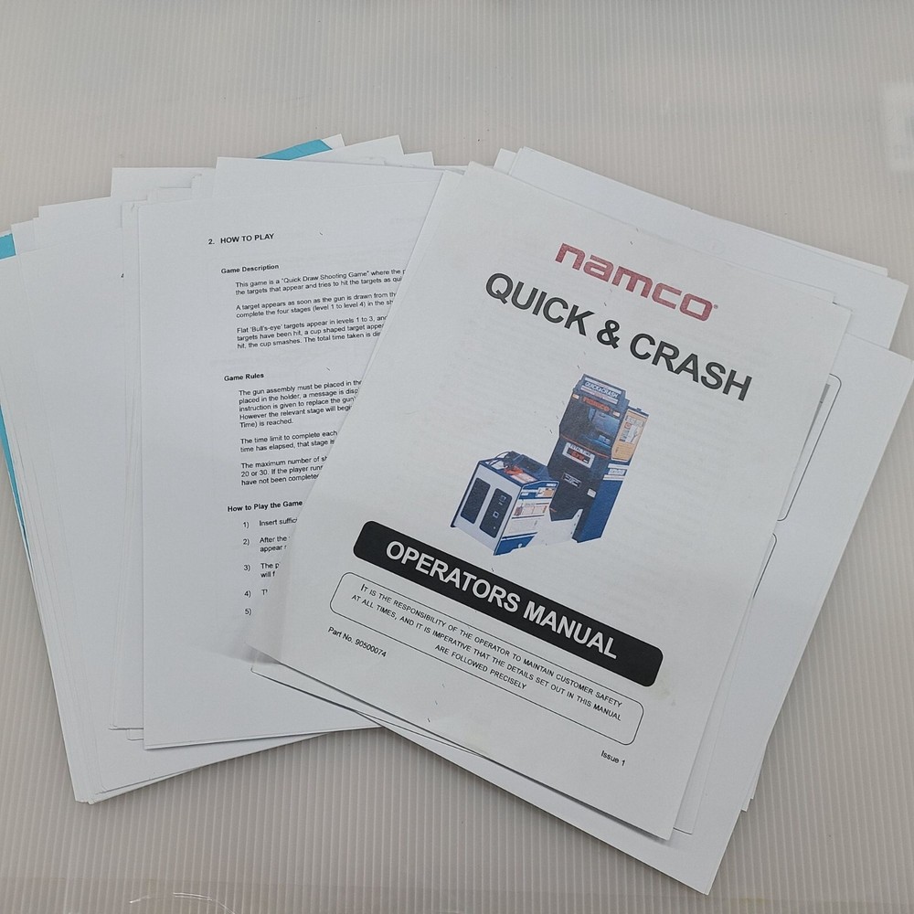 NAMCO Quick & Crash arcade operator's manual