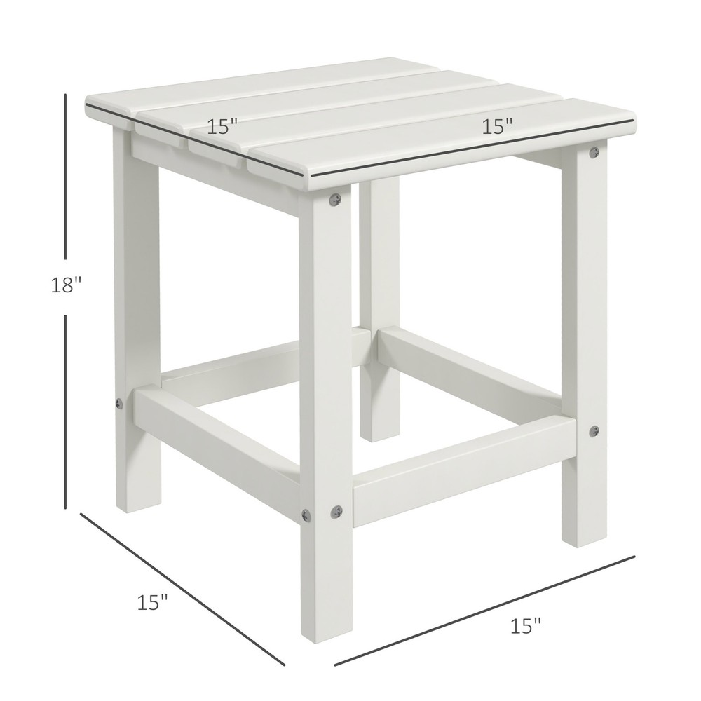 Patio Side Table, Outdoor Plastic End Table for Backyard Deck Lawn, White
