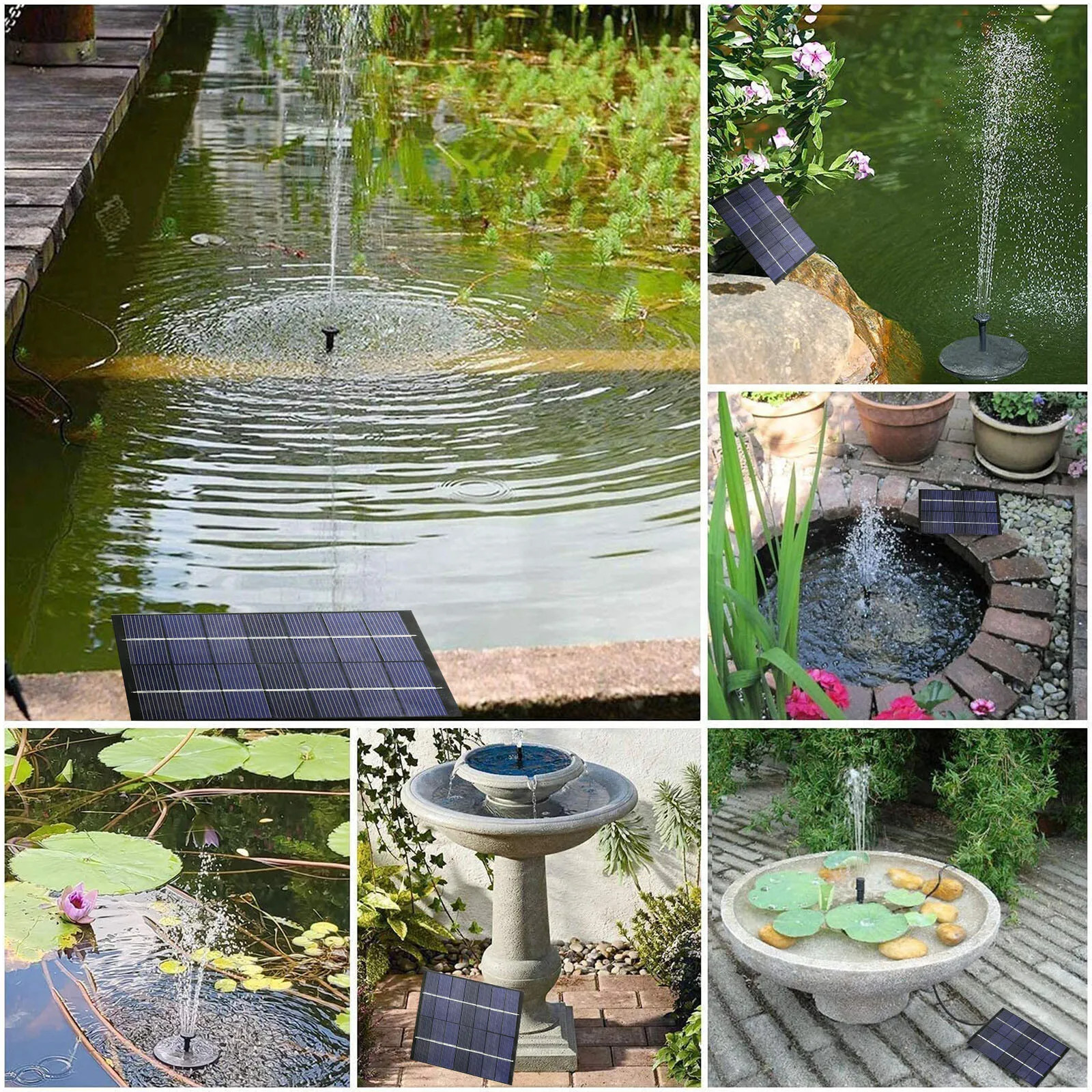 Solar Fountain for Bird Bath 6 Nozzles Floating Water Pump Attract Hummingbirds