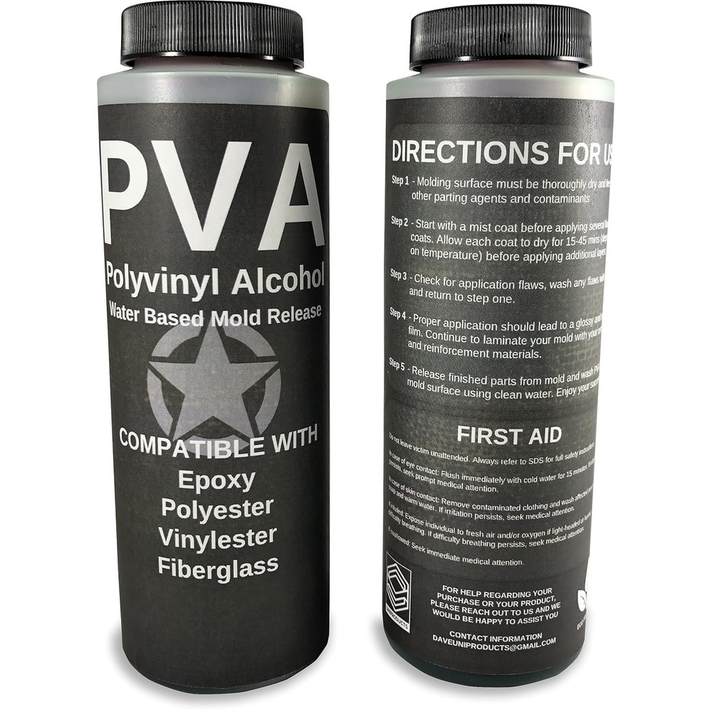 PVA Water Based Mould Release - Polyvinyl Alcohol Agent for Epoxy, Clear