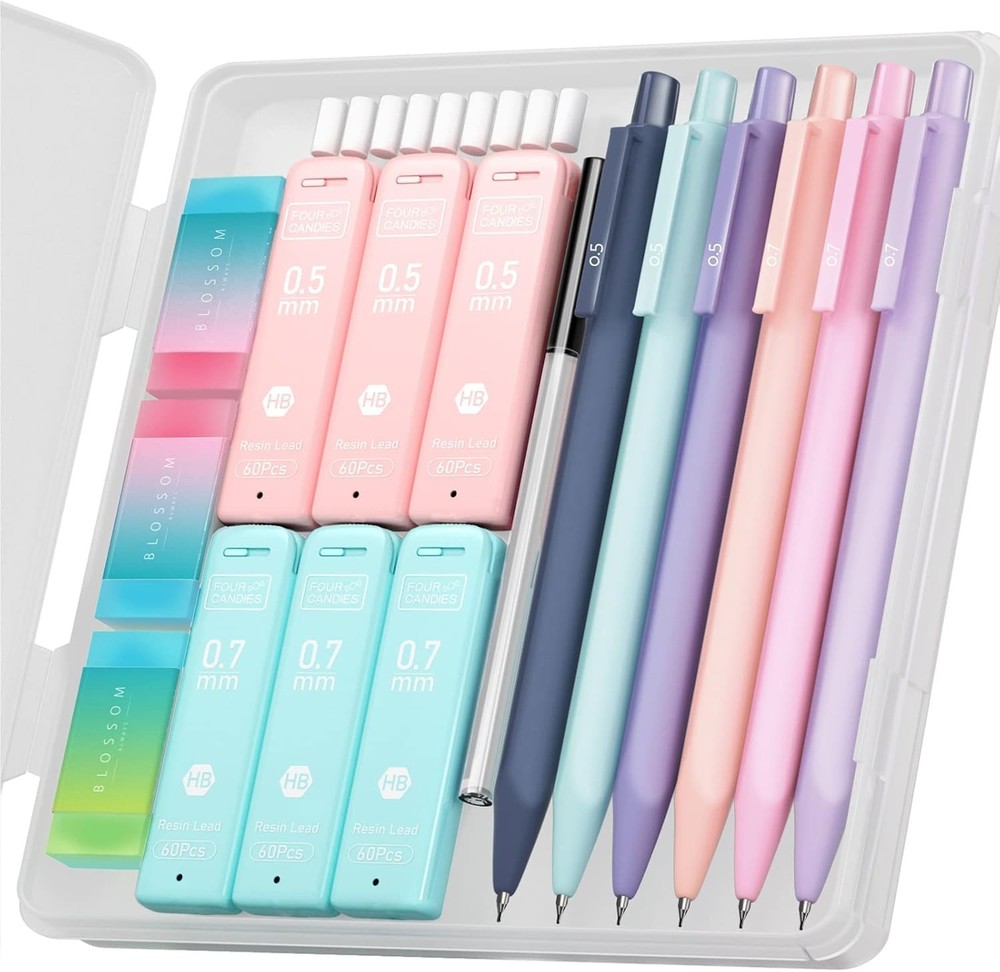 Lightweight 6PCS Mechanical Pencils - Triangular Grip & Extra Leads for Writing